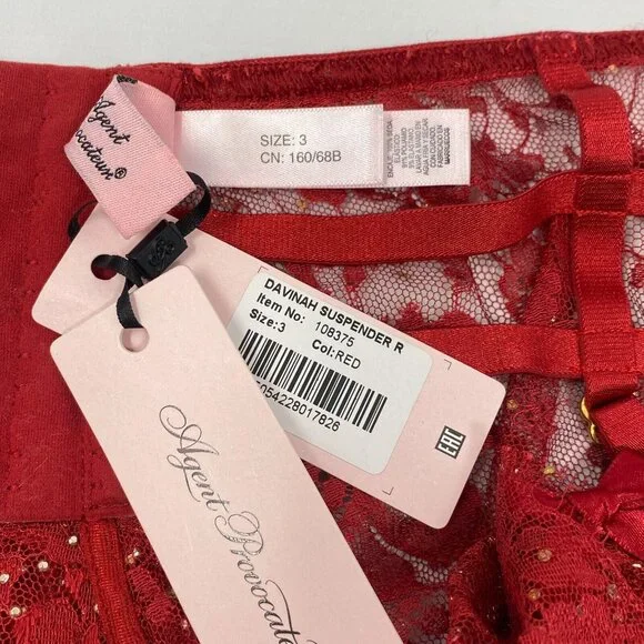 Agent Provocateur Davinah Red Suspender AP3 Medium NWT $695 - Picture 8 of 8